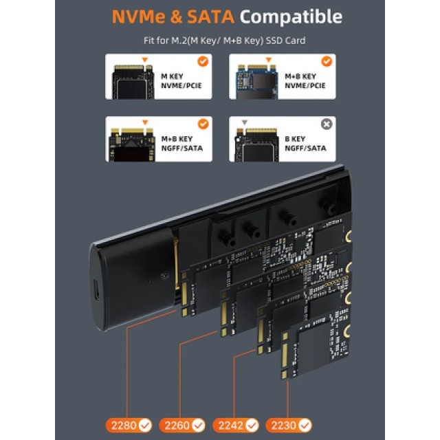 CABLETIME θήκη για M.2 NVMe/SATA SSD CT-SSD03-AG tool free, 10Gbps, γκρι