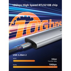 CABLETIME θήκη για M.2 NVMe/SATA SSD CT-SSD03-AG tool free, 10Gbps, γκρι