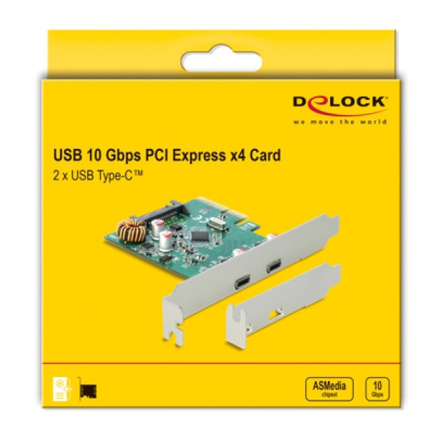 DELOCK κάρτα επέκτασης PCI Express x4 σε 2x USB-C 90397, 10 Gbps