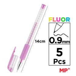 MP σετ στυλό fluorescent ballpoint PE124-5, 0.9mm, πολύχρωμα, 5τμχ