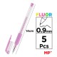 MP σετ στυλό fluorescent ballpoint PE124-5, 0.9mm, πολύχρωμα, 5τμχ