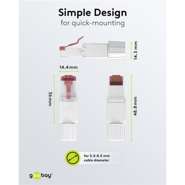 GOOBAY βύσμα RJ45 65942, CAT 6 UTP, tool-free, λευκό