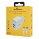 POWERTECH φορτιστής τοίχου PT-1249, καλώδιο, USB/USB-C, 30W, GaN, λευκός