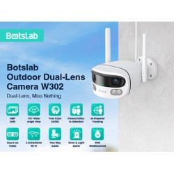 BOTSLAB smart κάμερα W302, 4MP/3K, dual lens, WiFi, SD, IP66