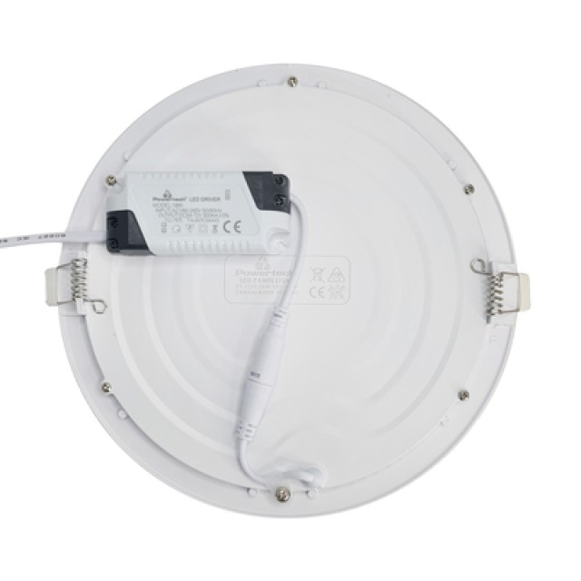 POWERTECH LED panel PT-1270 χωνευτό, 18W, Φ22cm, 4000K, 1440lm, λευκό