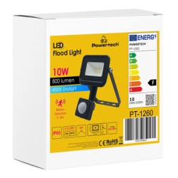 POWERTECH LED προβολέας PT-1260, με αισθητήρα κίνησης, 10W, 4000K, IP65