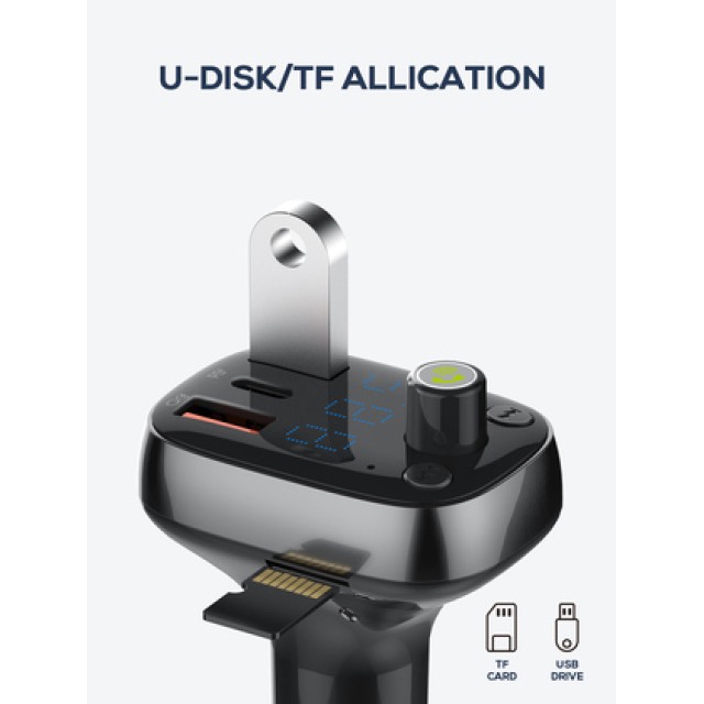 LDNIO FM Transmitter & φορτιστής C704Q, 2x USB/1x USB-C, 36W, Bluetooth, μαύρο