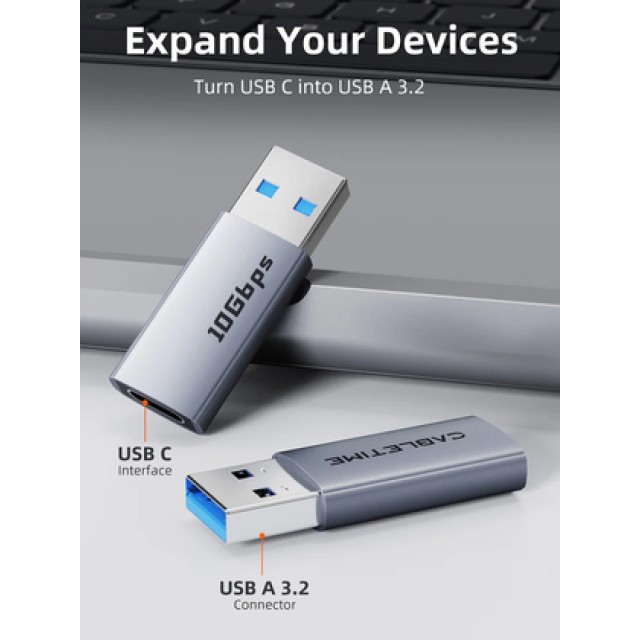 CABLETIME αντάπτορας USB-C σε USB CT-AMCF10-AG, 10Gbps, 15W, γκρι