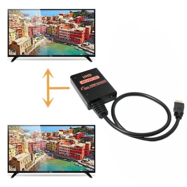 POWERTECH HDMI splitter CAB-H173, 1-in σε 2-out, 4K/30Hz, HDR/HDCP, μαύρο