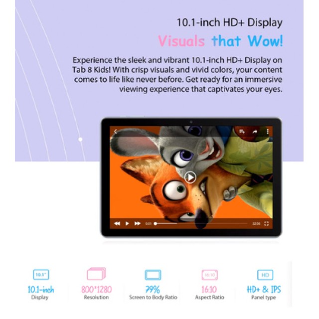 BLACKVIEW tablet Tab 8 Kids, 10.1", 4/128GB, Android 12, 6580mAh, ροζ