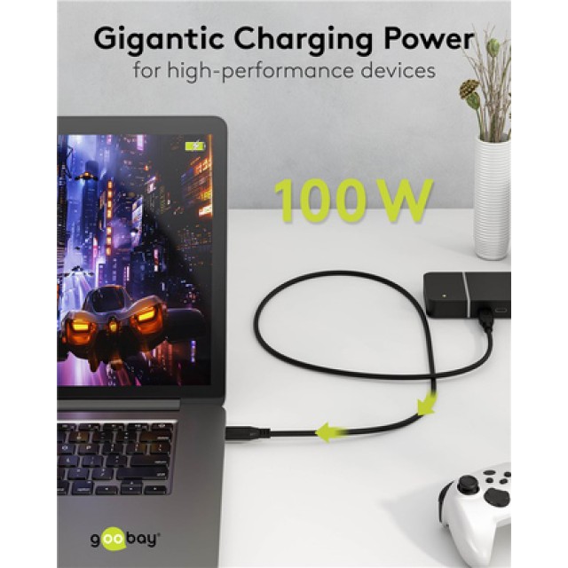 GOOBAY καλώδιο USB-C 74196, USB4, 100W, 20Gbps, 4K/60Hz, 1.5m, μαύρο