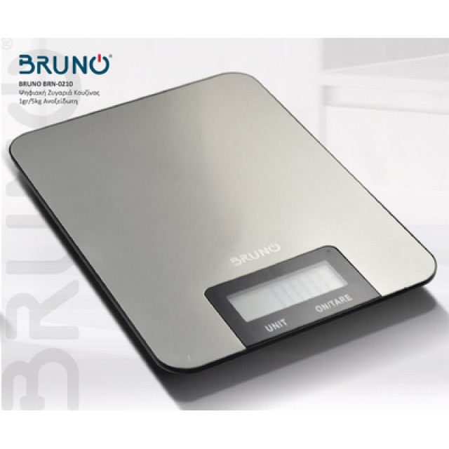 BRUNO BRN-0210 Ψηφιακή Ζυγαριά Κουζίνας 1gr/5kg Ανοξείδωτη BRUNO BRN-0210 Ψηφιακή Ζυγαριά Κουζίνας 1gr/5kg Ανοξείδωτη