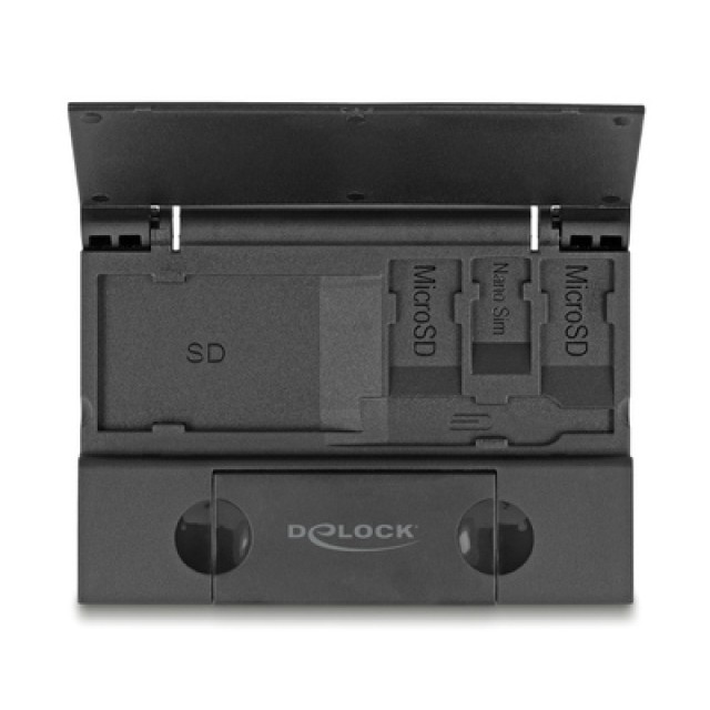 DELOCK card reader 91014 για SD & micro SD, με θήκη, USB/USB-C, 5Gbps, μαύρο