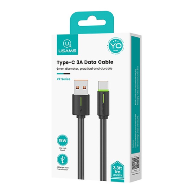 USAMS καλώδιο USB-C σε USB US-SJ732, 18W, 480Mbps, 1m, μαύρο