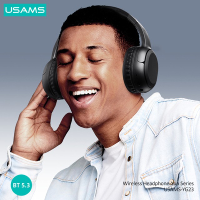 USAMS headphones YG23, ασύρματα & ενσύρματα, Φ40mm, 300mAh, μαύρα USAMS headphones YG23, ασύρματα & ενσύρματα, Φ40mm, 300mAh, μαύρα
