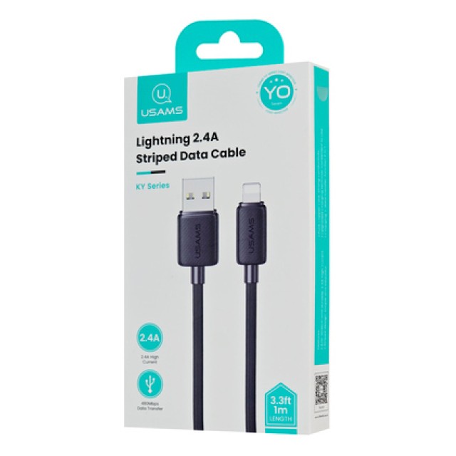 USAMS καλώδιο Lightning σε USB US-SJ689, 12W, 480Mbps, 1m, μαύρο USAMS καλώδιο Lightning σε USB US-SJ689, 12W, 480Mbps, 1m, μαύρο