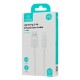 USAMS καλώδιο Lightning σε USB US-SJ689, 12W, 480Mbps, 1m, λευκό