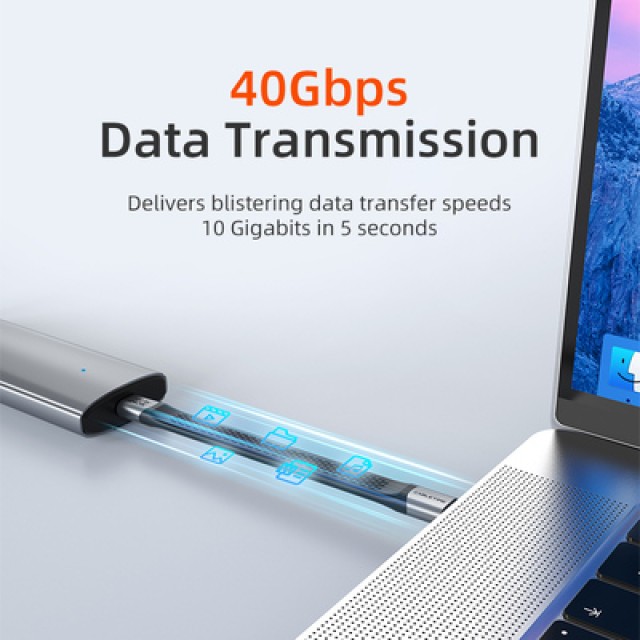 CABLETIME καλώδιο USB-C CT-FU4-AG, flat, 240W, 40Gbps, 8K/60Hz, USB4, 0.15m, μαύρο