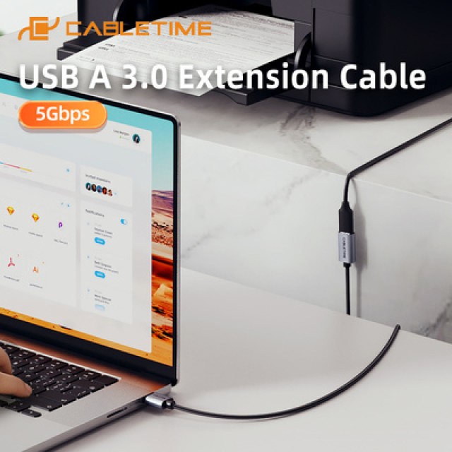 CABLETIME καλώδιο προέκτασης USB CT-AMAF1, 5Gbps, 2m, μαύρο