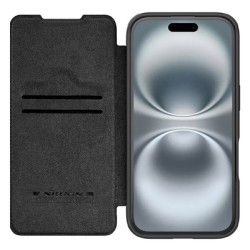 NILLKIN θήκη Qin Prop Leather για iPhone 16, δερμάτινη, μαύρη