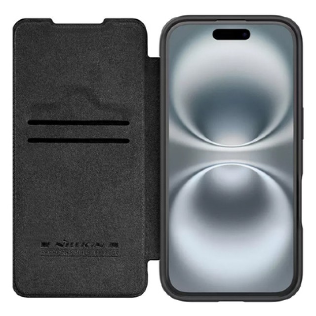 NILLKIN θήκη Qin Prop Leather για iPhone 16, δερμάτινη, μαύρη