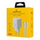 POWERTECH φορτιστής τοίχου PT-1351 με καλώδιο, USB/USB-C, 36W, GaN, λευκός POWERTECH φορτιστής τοίχου PT-1351 με καλώδιο, USB/USB-C, 36W, GaN, λευκός