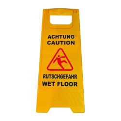 Προειδοποιητική πινακίδα "caution wet floor" 520112, 21-30x58cm, κίτρινη