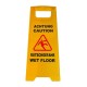 Προειδοποιητική πινακίδα "caution wet floor" 520112, 21-30x58cm, κίτρινη