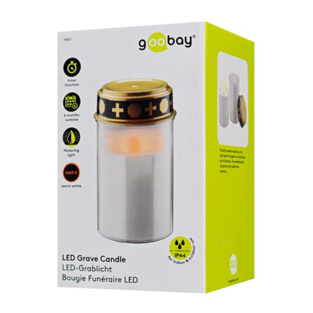 GOOBAY LED φωτιστικό κερί αφιέρωσης 74367, 2400K, IP44, λευκό GOOBAY LED φωτιστικό κερί αφιέρωσης 74367, 2400K, IP44, λευκό