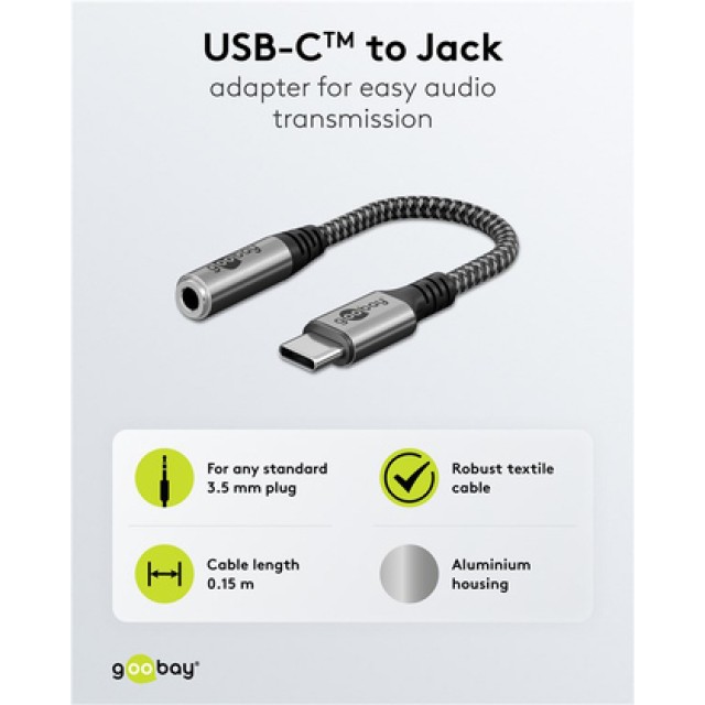 GOOBAY αντάπτορας USB-C σε 3.5mm 74056, γκρι