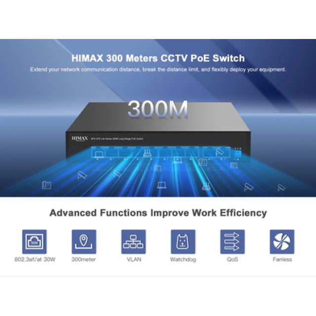 HIMAX PoE switch PS1802E-L, 8x Ethernet PoE & 2x Ethernet θύρες, έως 100Mbps HIMAX PoE switch PS1802E-L, 8x Ethernet PoE & 2x Ethernet θύρες, έως 100Mbps