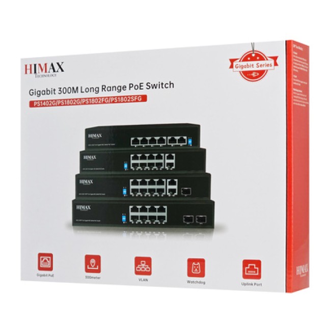 HIMAX PoE switch PS1802G, 8x Ethernet PoE & 2x Ethernet θύρες, έως 1000Mbps HIMAX PoE switch PS1802G, 8x Ethernet PoE & 2x Ethernet θύρες, έως 1000Mbps