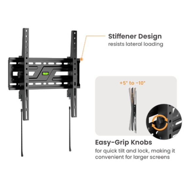 POWERTECH επιτοίχια βάση PT-1372 για τηλεόραση 32-75", έως 75kg, ρυθμιζόμενη κλίση