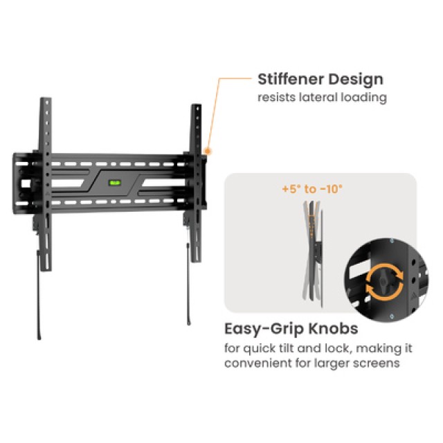 POWERTECH επιτοίχια βάση PT-1370 για τηλεόραση 37-86", έως 75kg, ρυθμιζόμενη κλίση