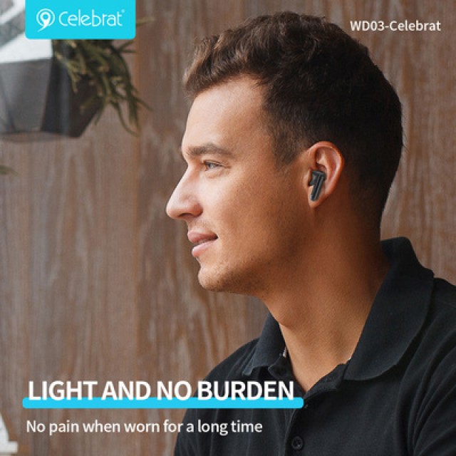 CELEBRAT earphones με θήκη φόρτισης WD03, True Wireless, 13mm, 30/300mAh, μαύρα CELEBRAT earphones με θήκη φόρτισης WD03, True Wireless, 13mm, 30/300mAh, μαύρα