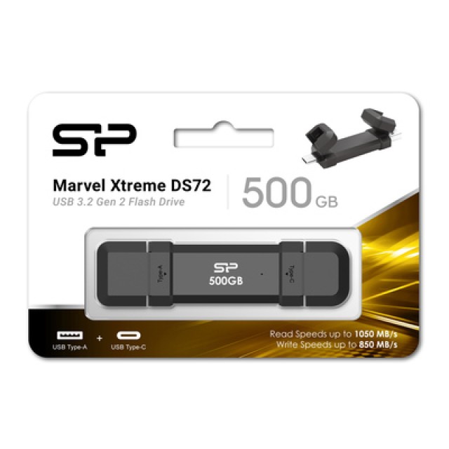 SILICON POWER εξωτερικός SSD Marvel Xtreme DS72, USB-C/USB 3.2, 500GB, μαύρο