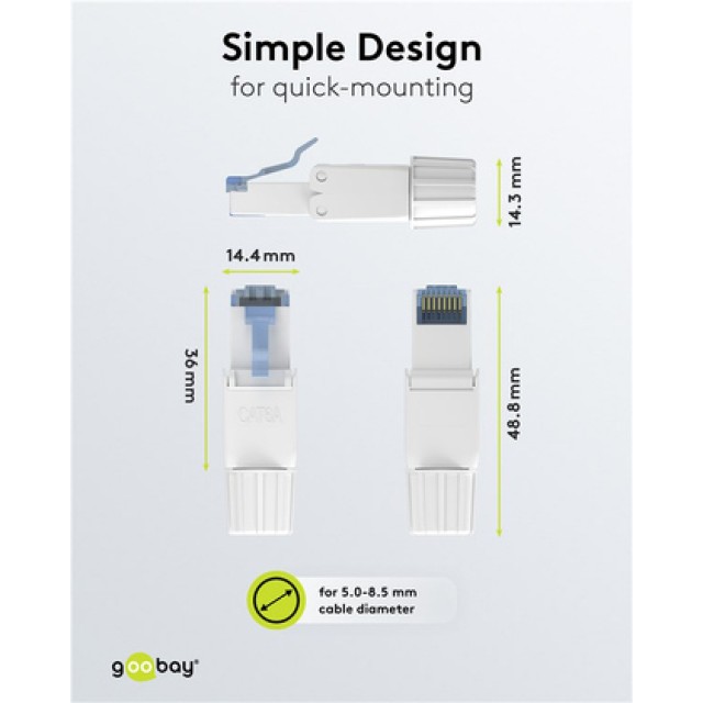 GOOBAY βύσμα RJ45 65941, CAT 6A UTP, tool-free, λευκό GOOBAY βύσμα RJ45 65941, CAT 6A UTP, tool-free, λευκό