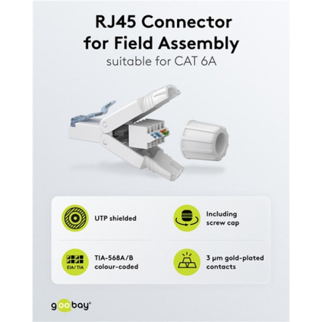 GOOBAY βύσμα RJ45 65941, CAT 6A UTP, tool-free, λευκό GOOBAY βύσμα RJ45 65941, CAT 6A UTP, tool-free, λευκό