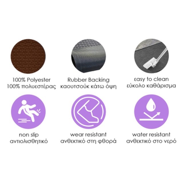 HOME USE πατάκι εισόδου HUH-0211, αντιολισθητικό, 60x40cm, 5mm πάχος, καφέ