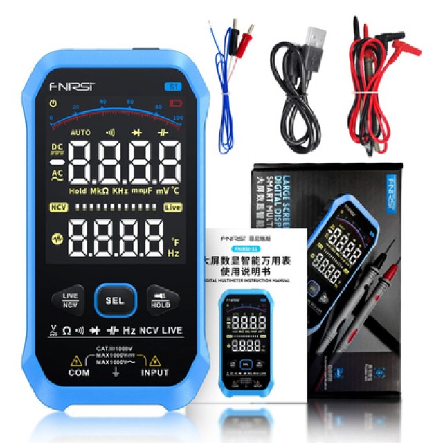 FNIRSI ψηφιακό πολύμετρο S1, 1000V AC/DC, NCV, RMS, επαναφορτιζόμενο FNIRSI ψηφιακό πολύμετρο S1, 1000V AC/DC, NCV, RMS, επαναφορτιζόμενο