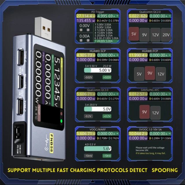 FNIRSI USB tester φόρτισης FNB58 FNIRSI USB tester φόρτισης FNB58