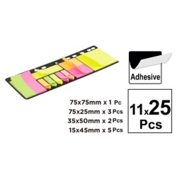 MP αυτοκόλλητα χαρτάκια σημειώσεων PN822, 11x 25τμχ, χρωματιστά