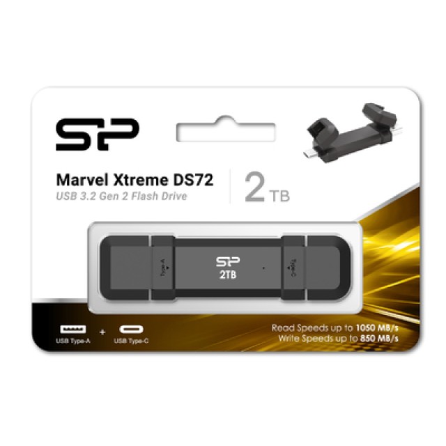 SILICON POWER εξωτερικός SSD Marvel Xtreme DS72, USB-C/USB 3.2, 2TB, μαύρο