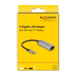 DELOCK αντάπτορας δικτύου 81570, USB-C, 5Gbps Ethernet, ασημί