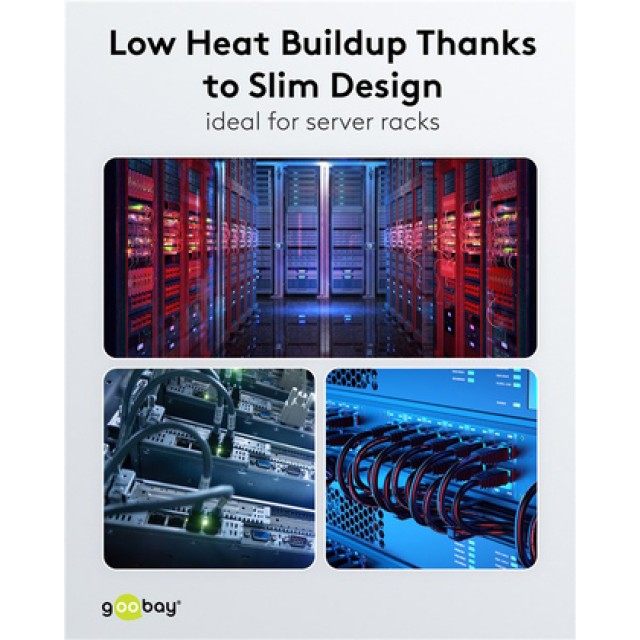 GOOBAY καλώδιο δικτύου 74232, CAT 6A U/UTP, slim, copper, 500MHz, 0.50m, μαύρο