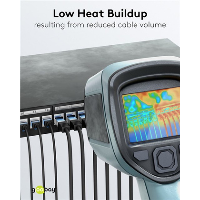 GOOBAY καλώδιο δικτύου 74232, CAT 6A U/UTP, slim, copper, 500MHz, 0.50m, μαύρο