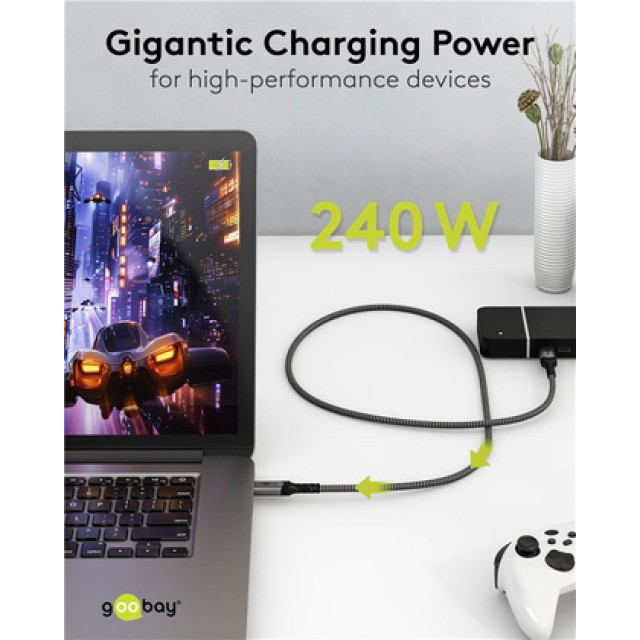 GOOBAY καλώδιο USB-C 74210, USB4, 240W, 40Gbps, 8K/60Hz, 0.50m, γκρι GOOBAY καλώδιο USB-C 74210, USB4, 240W, 40Gbps, 8K/60Hz, 0.50m, γκρι