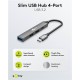 GOOBAY USB hub 74459, 4x θυρών, USB 3.2, 5Gbps, USB-C σύνδεση, γκρι