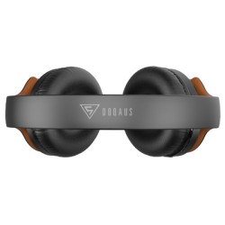 DOQAUS headphones DESIGN 1, ασύρματα & ενσύρματα, Φ40mm, 600mAh, μαύρα/καφέ