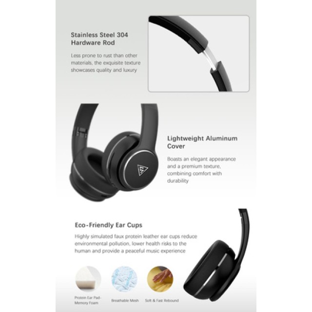 DOQAUS headphones DESIGN 3, ασύρματα & ενσύρματα, Φ40mm, 600mAh, μαύρα/καφέ DOQAUS headphones DESIGN 3, ασύρματα & ενσύρματα, Φ40mm, 600mAh, μαύρα/καφέ